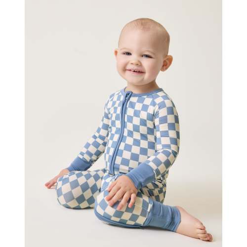 Bamboo Baby Pajamas | Blue Checker | Kindred Bravely