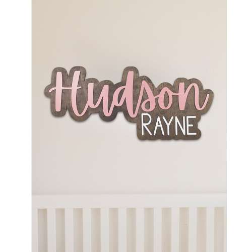 Nursery Name Sign Wood Custom stacked baby name sign large wood name sign above crib cut out baby girl name sign outline sign baby shower