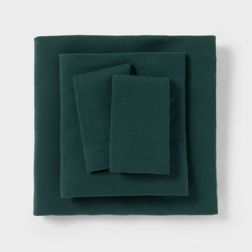 Queen Jersey Sheet Set Green Solid - Room Essentials™