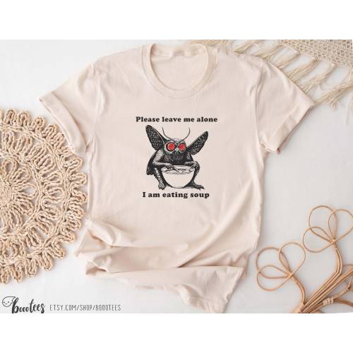 Mothman Eating Soup Shirt. Funny Cute Cryptid Gift Idea. Fantasy Book Lover T-shirt Tshirt Tee Tees Meme Moth Man Legend Tee Fall Season Szn
