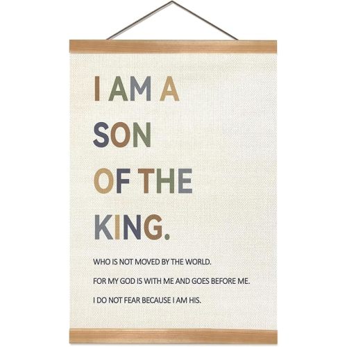 ZTGDA I Am a Son of The King Wall Art, Christian Religious Bible Verse Wall Hanging for Nursery, Kids Room, Boys Room, Boys Bedroom, Playroom, Classroom Poster Decor (12x16 Inch I am a son)