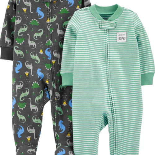 Simple Joys by Carter's baby-boys 2-way Zip Thermal Footed Sleep and Play, Pack of 2