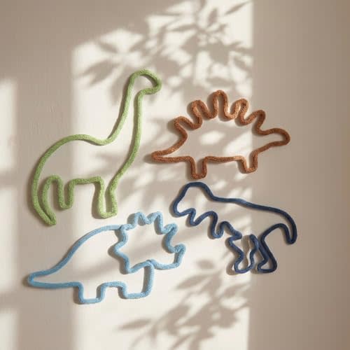 4 Pcs Dinosaur Wall Decor, Knitted Wire Dinosaur Nursery Decor