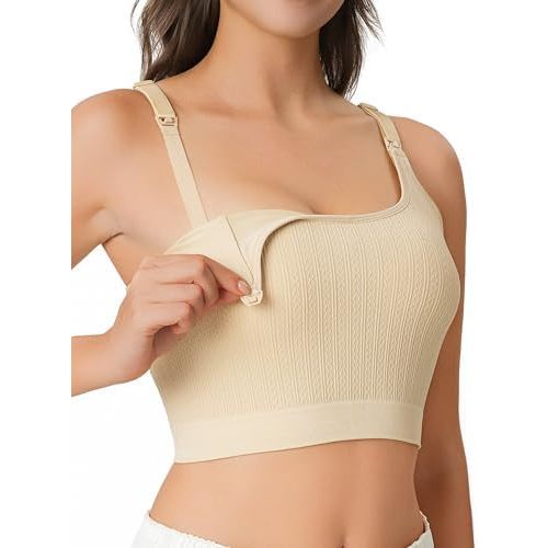 Seamless Sleep Pumping Bra Hands Free, All-in-One Nursing Bra for Breastfeeding, Ultra Comfort for All Day Wear