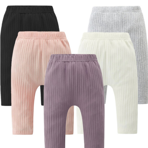 Fullfamous Baby and Toddler Girl's 5 Pack Cotton Ribbed Pull On Pants Leggings 0-4 Years