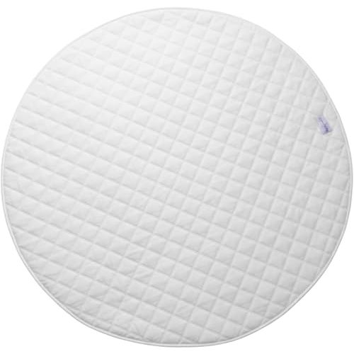 Baby Playmat 47x47 inch | Soft Linen Cotton, Non-Slip & Foldable | Washable Indoor Outdoor Mat for Infants & Toddlers with Carry Bag (Round) (Ivory Cloud)