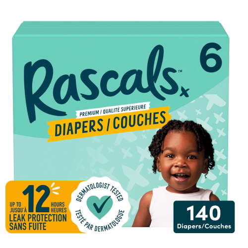 Rascals Premium Absorbent Baby Diapers, Size 6, Mega Carton, 140 Count - Walmart.ca