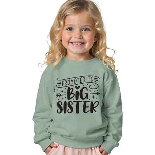 Promoted to Big Sister Sweatshirts Toddler Baby Girl Announcement Big Sis Pullover Crewneck Shirts Fall Tops Clothes