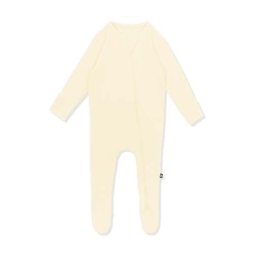 Ribbed Zipper Footie in Chamomile