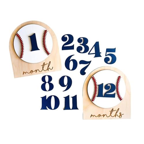 Baby Monthly Milestone Cards 1-12 Months- Baseball