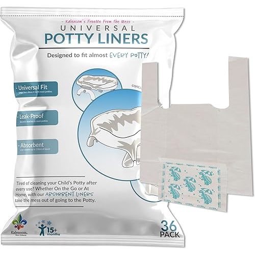 Kalencom Universal Potty Liners - Disposable Potty Liners for Toddlers - Absorbent and Leakproof - Compatible with Potette Travel Potty and Most Standard Toddler Potties - 36 Count