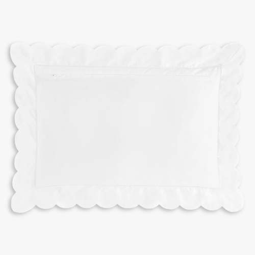 Personalized Scalloped Pillow - White | Light Pink