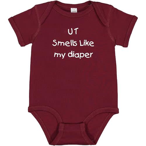 Texas A&M Fan UT Smells Like My Diaper Baby Bodysuit - Maroon