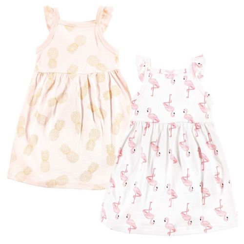 Hudson Baby Infant Girl Cotton Dresses, Flamingo Pineapple, 6-9 Months