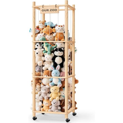 Stuffed Animal Zoo Organizer with Wheels – Extra Large Plush Storage Cage, Stuffed Animal Holder & Stuffed Animal Storage for Kids’ Bedroom and Playroom