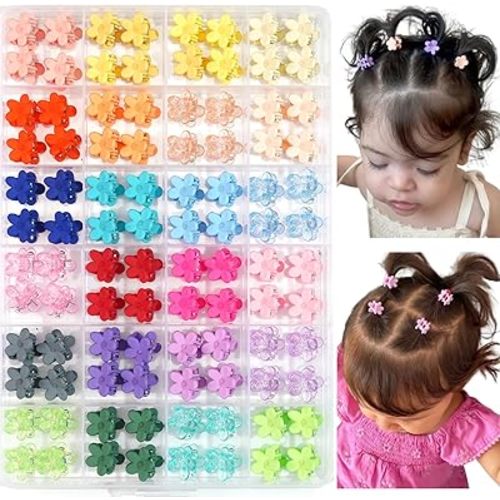 CÉLLOT 96 Pieces Little Baby Girls Hair Bangs Mini Hair Claw Clip Hair Pin Hair Accessories Clips for Girls,Teens, Kids, Toddlers Children(with Plastic Organizer Box)