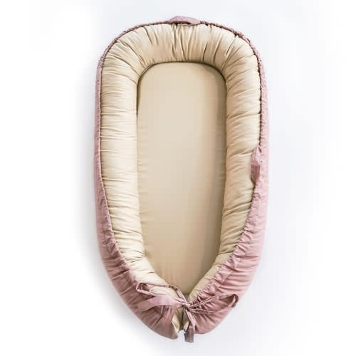 Baby Lounger, Baby Nest Cover for Baby, Reversible & Breathable Cotton, Adjustable Baby Floor Seat for Tummy Time, Portable Infant Lounger, Essentials for Newborns (Pink)