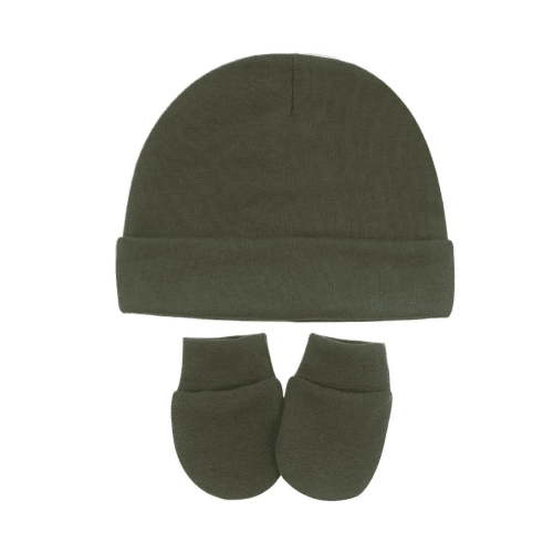 Tisoloow Baby Hats with Scratch Mittens Set Unisex Newborn Hospital Hats for Baby Boys Girls Cute Infant Beanie Caps Army One Size
