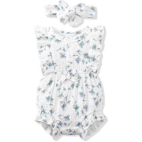 Renotemy Newborn Infant Baby Girl Clothes Rompers Summer Jumpsuits Short Sleeve Romper Infant Baby Clothes Girl
