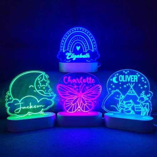 Personalized LED Night Light: Kids Room Decor, Laser Engraved