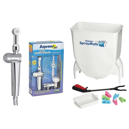 Aquaus SprayMate & Aquaus 360 Premium Diaper Sprayer for Toilet Bundle (ABS Polymer Sprayer)