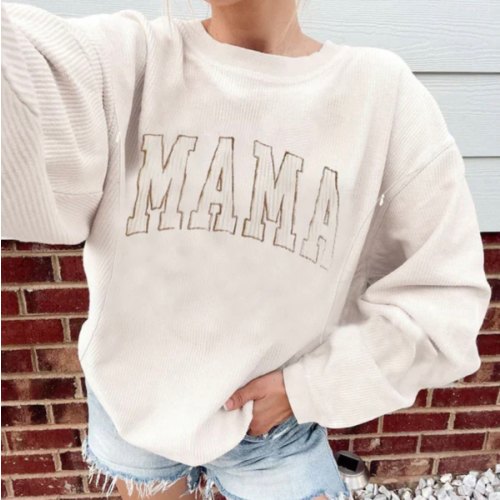 Corded Embroidered Mama Nursing Sweatshirt