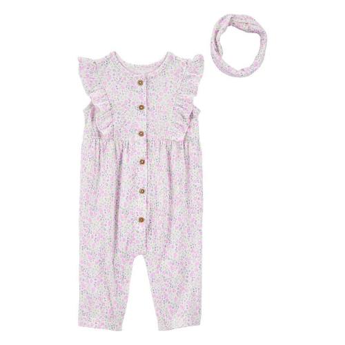 Baby Girls Carter's 2-pc. Floral Jumpsuit & Headwrap Set