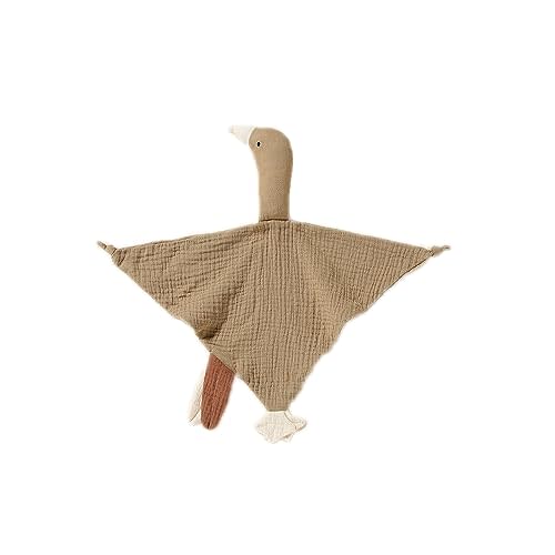 FOMAISELF Baby Loveys Security Blankets Cotton Muslin Soft Lovie Cuddly Lovies for Infants Unisex Boy Girls, Cuddle Goose Khaki