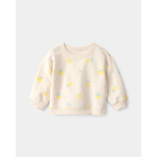 Baby Girl French Terry Pullover Sweatshirt - Cream | Carter’s Oshkosh Canada