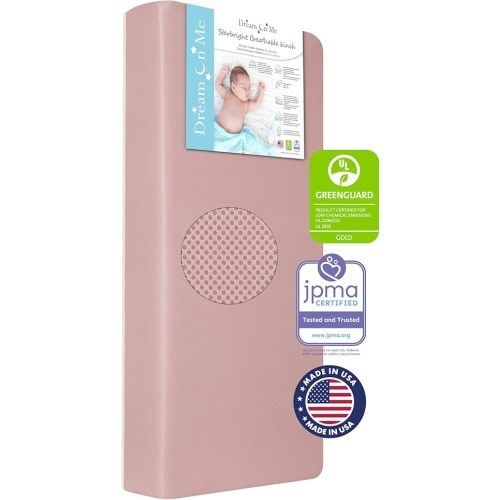 Dream On Me Starbright Breathable Fiber Crib & Toddler Mattress – Dusty Rose, Waterproof Cover, GREENGUARD Gold & BSA Certified, Made in USA, Fits Full Size Cribs & Toddler Beds