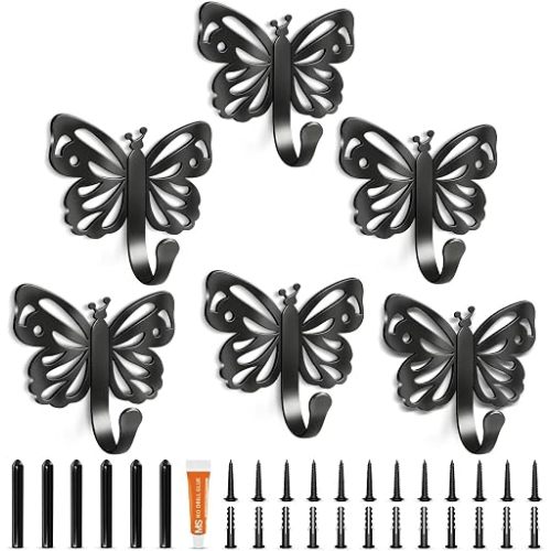 Butterfly Design Metal Hook for Both Screw Mounting and Strong Adhesive