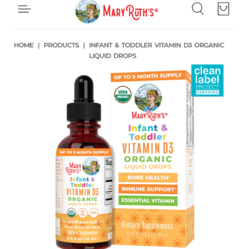 Infant & Toddler Vitamin D3 Organic Liquid Drops