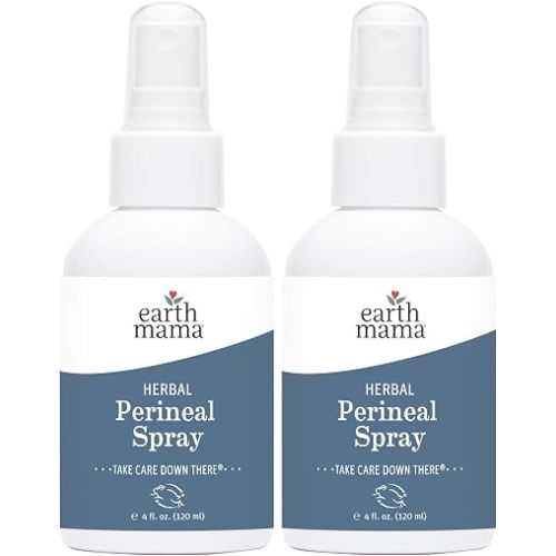 Earth Mama Herbal Perineal Spray | Safe for Pregnancy and Postpartum Recovery, Witch Hazel Natural Cooling Spray for After Birth Feminine Care Essentials, No Benzocaine or Butane, 4-Fl oz (2-Pack)