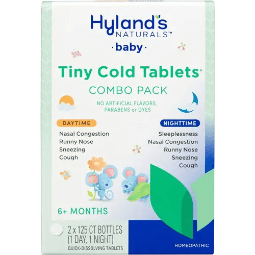 Hyland’s Baby Tiny Cold Tablets, Day and Night Value Pack, Infant and Baby Cold Medicine, Decongestant, Runny Nose and Cough Relief, 250 Quick-Dissolving Tablets