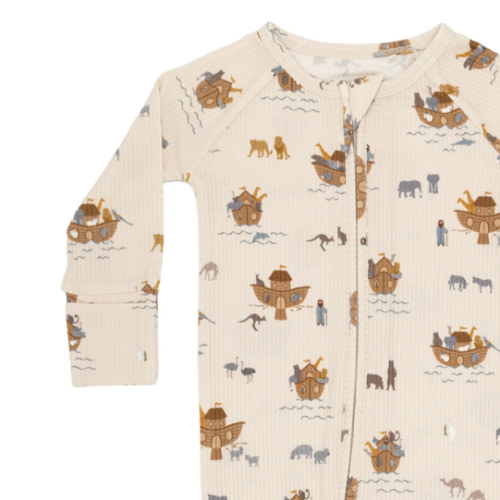 Noah's Ark Small Ribbed Zip Romper