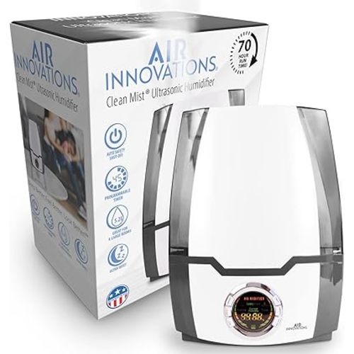 Air Innovations Humidifiers for Bedroom Huge 6.2L Tank Runs for 70 Hours for Large Room up to 400 Sq Ft Cool Mist Humidifier 360 Degree Rotating Nozzle Ideal for Baby Room and Plants MH-505A Gray