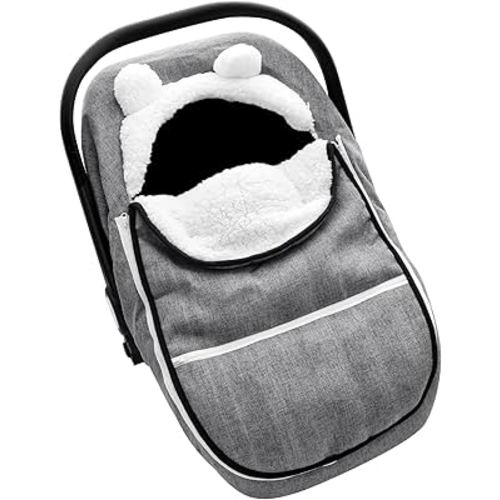 Winter Carseat Cover for Baby Girl Boy, Super Warm & Windproof, Plush Fleece, Gray