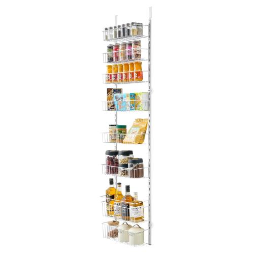 Pantry Organizer with Adjustable Baskets Wall Mount & Over Door Rack