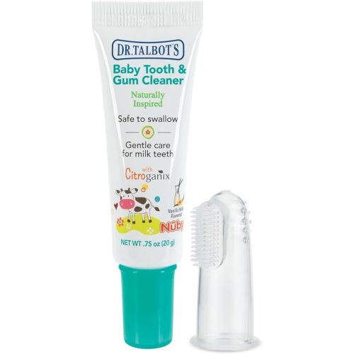 Dr. Talbot's Baby Toothpaste Naturally Inspired with Citroganix and Silicone Finger Gum Massager, Vanilla Milk Flavor