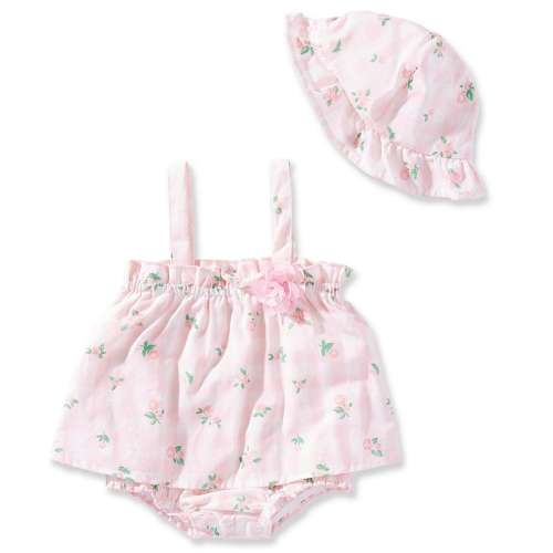 Baby Starters Baby Girls Gingham Floral Print Sleeveless Skirted Bubble