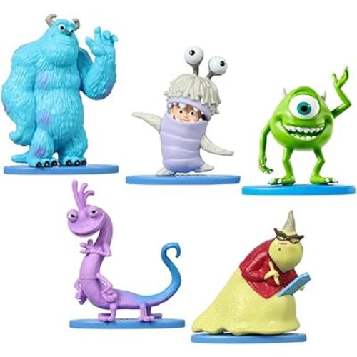 Set of Figures Inspired by Disney Pixar Monsters Inc Movie - Sulley, Mike, Boo, Randall and Roz Character Figures with Base