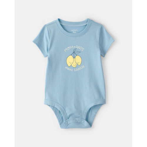 Baby 'Main Squeeze' Lemon Graphic Bodysuit - Blue | Carter's