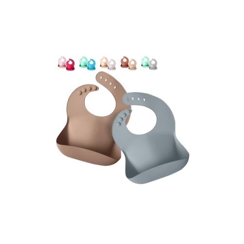 Silicone Baby Bib Set Waterproof Adjustable Food Catcher 2 Piece