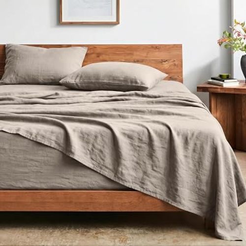 Bare Home Washed Sheet Set 1800 Ultra-Soft (King, Pebble)