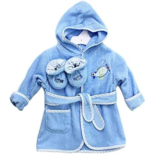 Spasilk 100% Cotton Hooded Terry Bathrobe with Booties — Baby Girl Gifts — Baby Boy Gifts — Shower Gift
