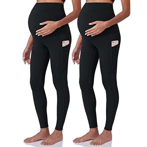 POSHDIVAH Women's Maternity Workout Leggings Over The Belly Pregnancy Yoga Pants with Pockets Soft Activewear Work Pants