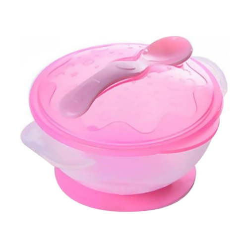 Eease Suction Bowl with Spoon Baby & Toddler Lightweight 0.21 lb Solid Feeding Set, Pink