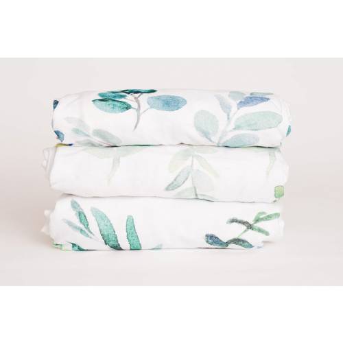 Crib Sheet Fitted Cotton Sheet Greenery      Set Nursery  Bedding Eucalyptus Leafy Green Pattern Botanical Baby Sheets Neutral Boy Girl