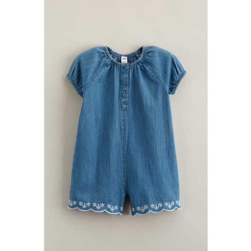 Embroidered Chambray Romper