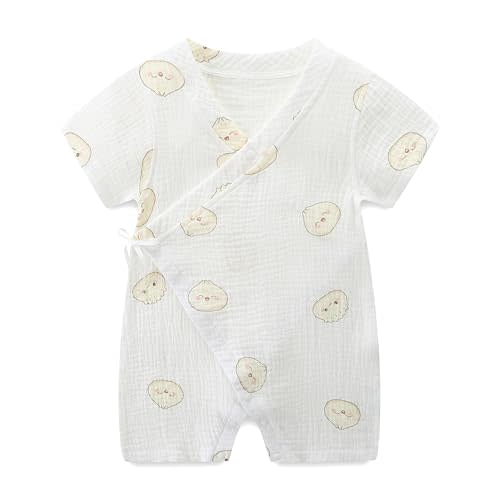 Baby Kimono Romper, Traditional Korean Print, 100% Cotton | Kimono-style robe bodysuit with traditional Korean design prints for babies.